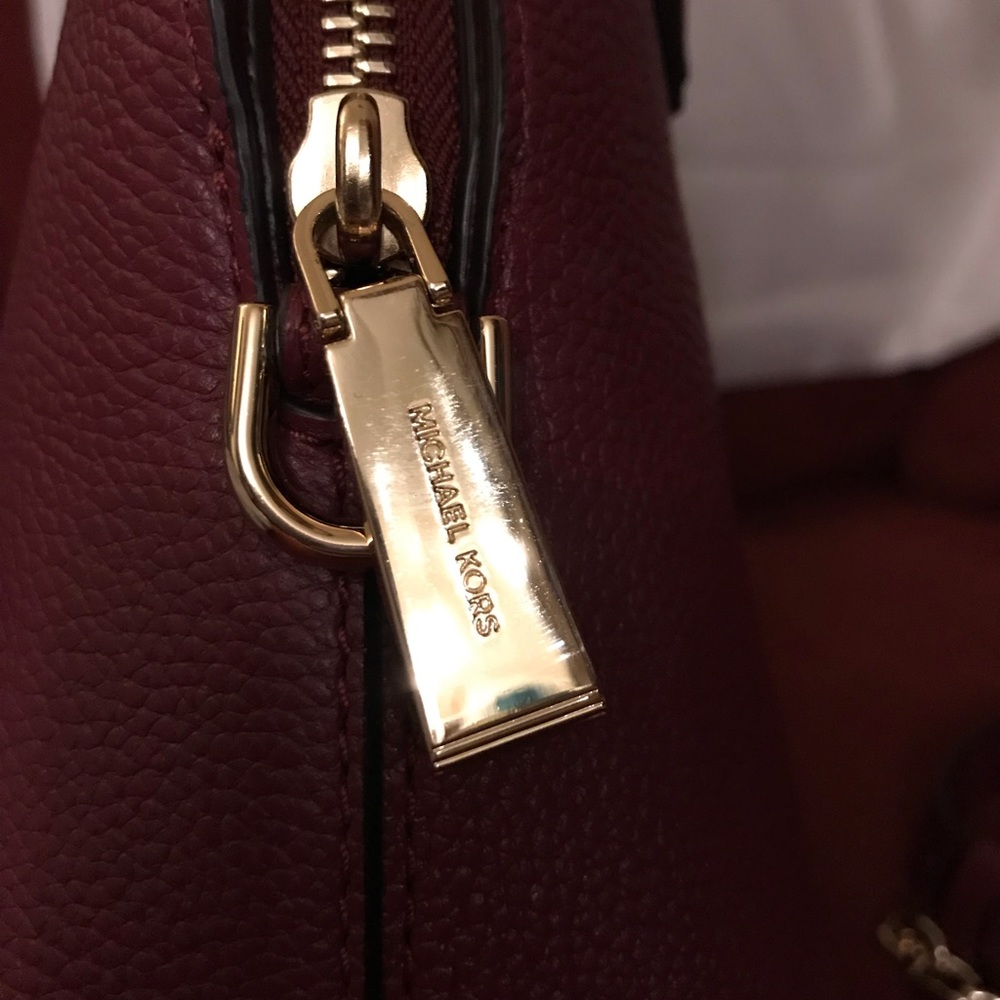 Michael Kors Wine Red Pebble Leather Satchel - Picture 4 of 4